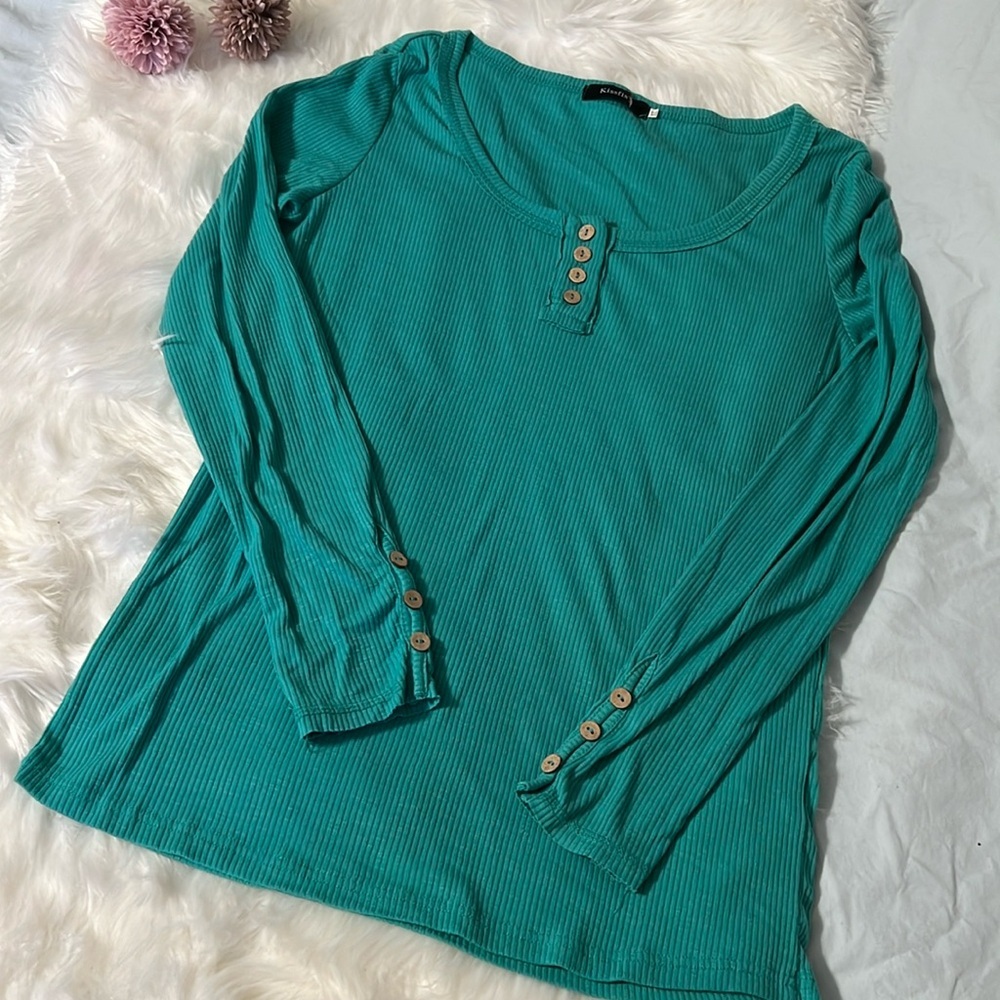 Kissfix Teal Green Long Sleeve Top